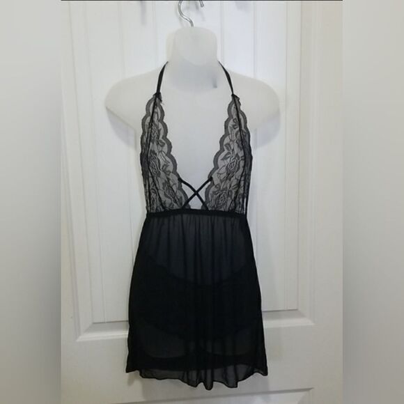 SEXY Plus Size See Through Lace Backless Babydoll 2pc Size Large - Picture 4 of 7